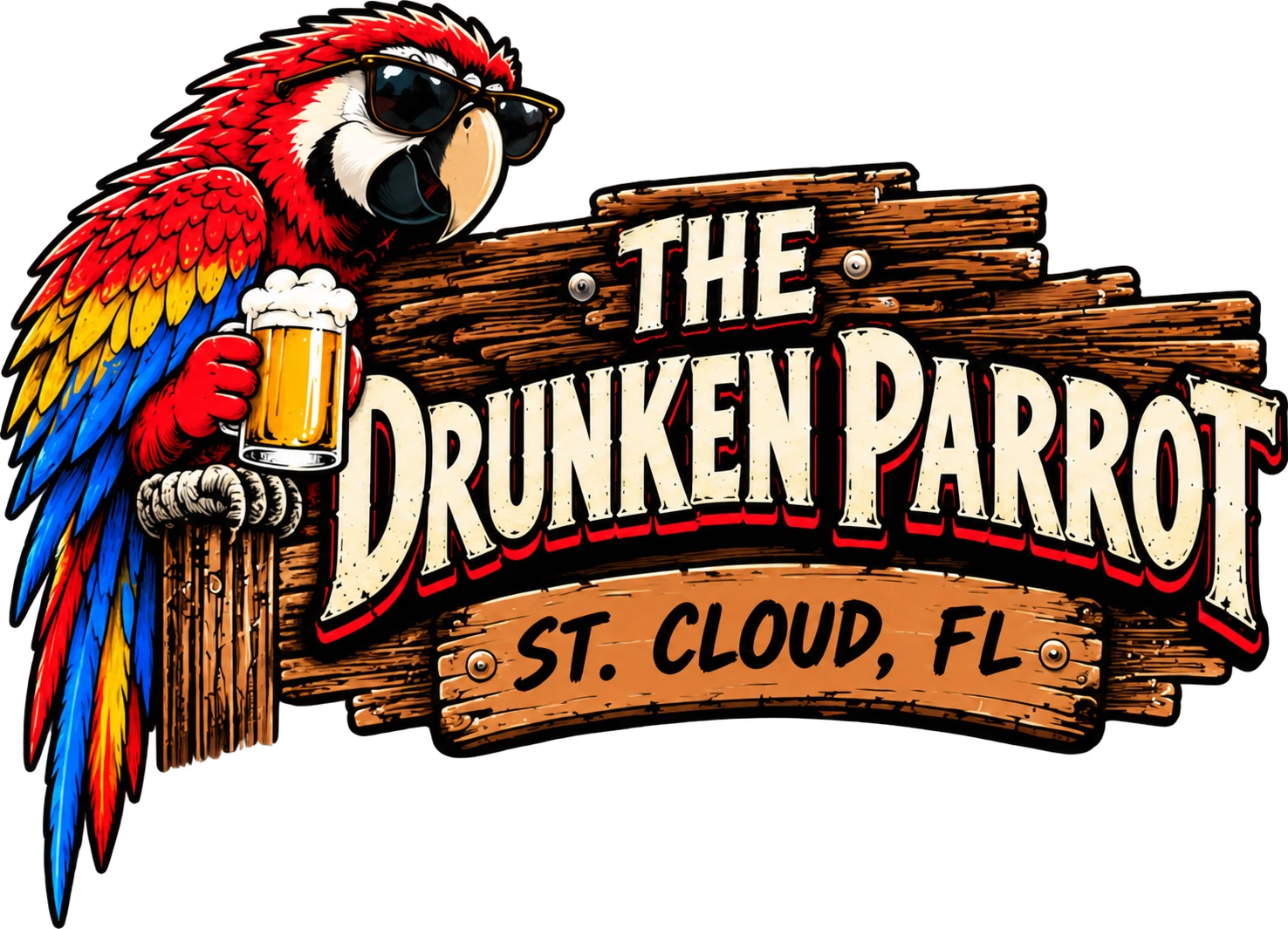 The Drunken Parrot sign logo